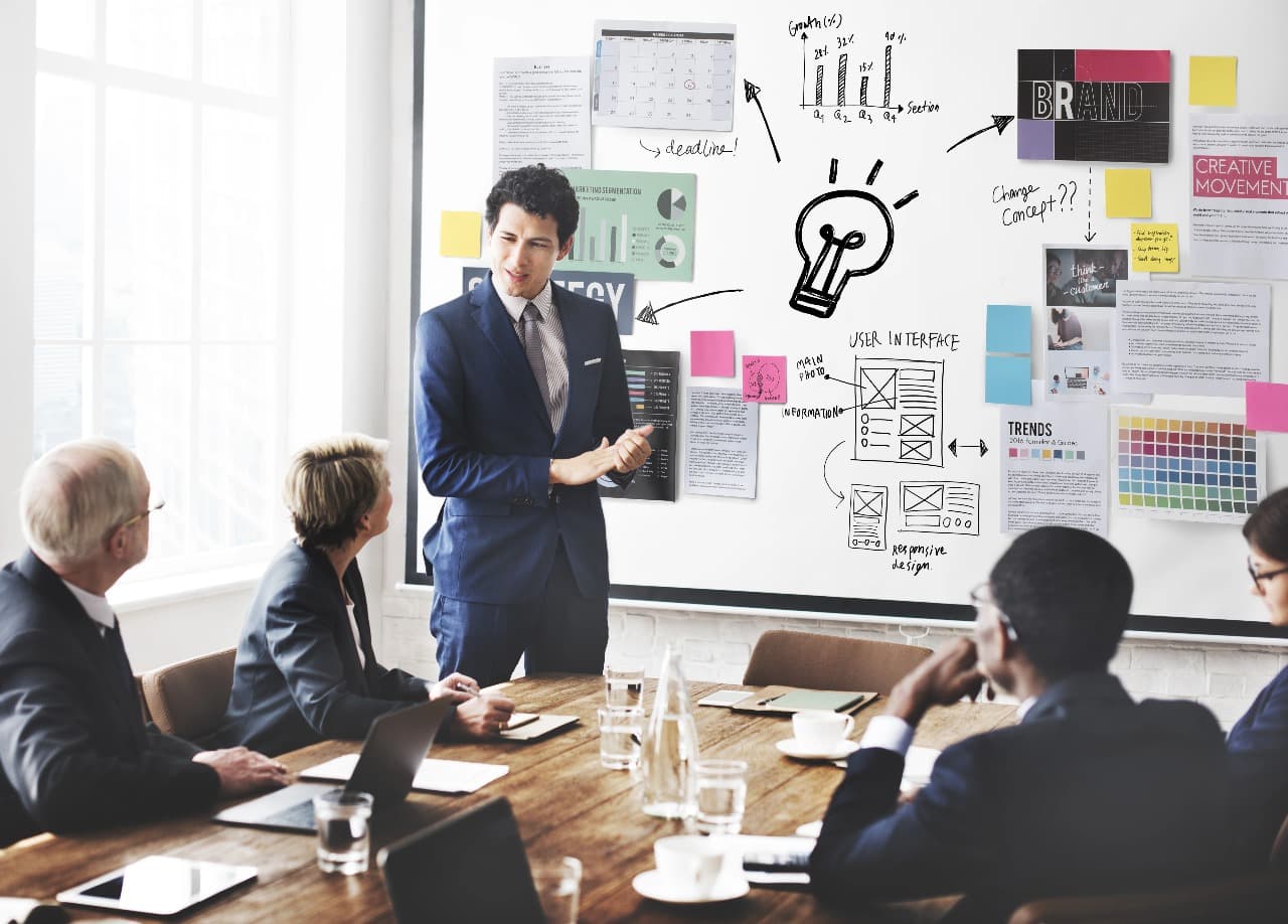 Diverse professionals collaborating in a modern office