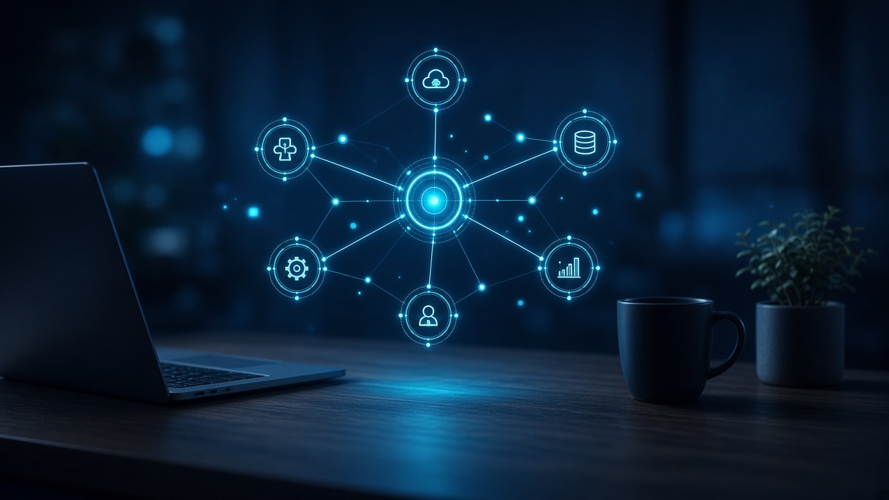 AI automation workspace with connected workflows